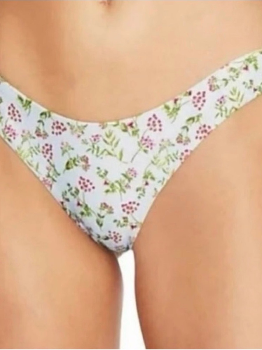 J Crew Curved-Waist Cheeky Bikini Bottom In Cloud Meadow Floral Size Medium